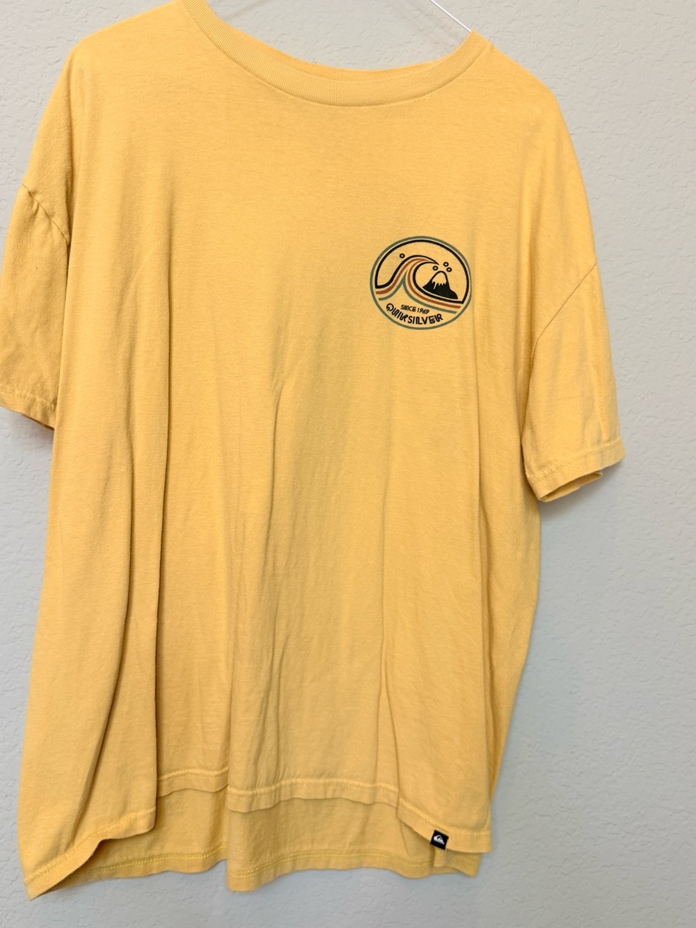 Quiksilver Yellow Short Sleeve Tee with Small Surf Logo